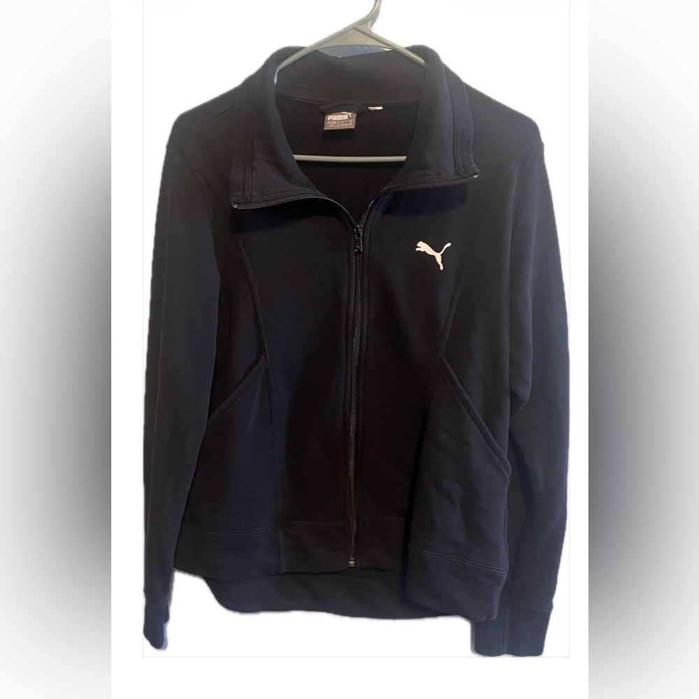 PUMA Black White Logo Full-Zip Track Jacket